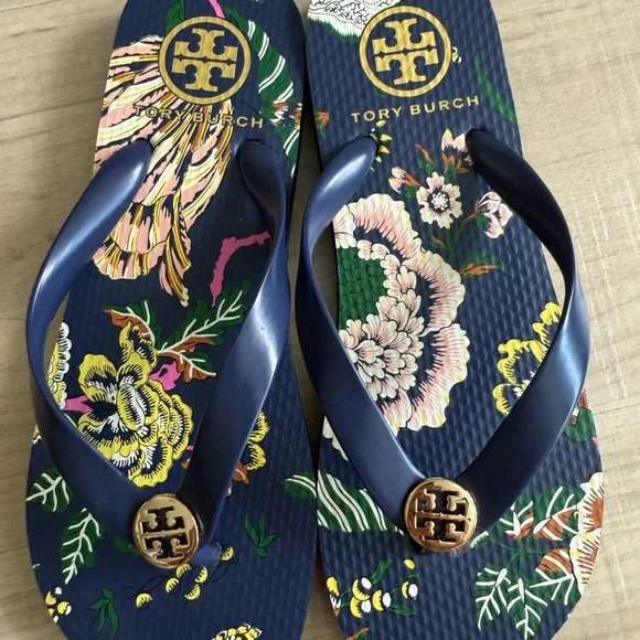 Tory Burch Happy Times Sandals in Montauk Navy - Picture 2 of 4